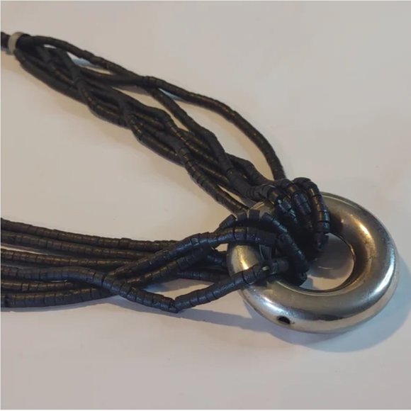 Vintage handmade beaded with silver necklace - Picture 11 of 15